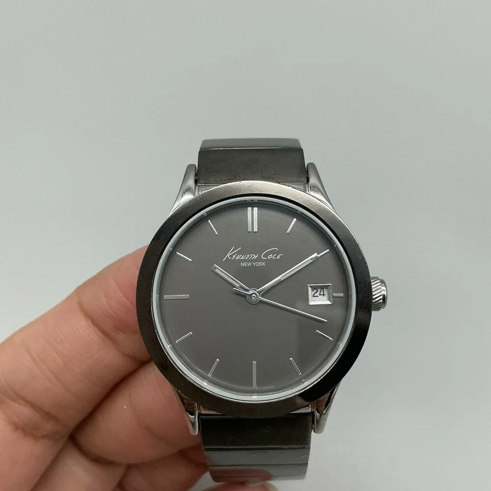 Kenneth Cole KC4838 Womens Watch 32mm Gray Dial Date Bracelet New Battery 6.5